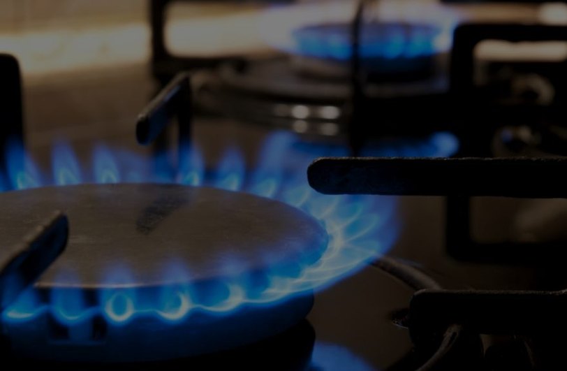 Blue flame on a gas cooker burner